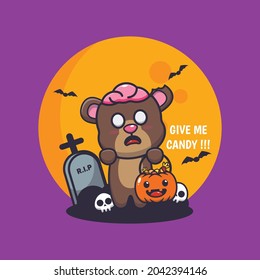 cute bear zombie want candy