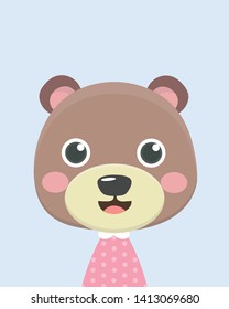 Cute bear.Childish print for nursery,kids apparel,poster,postcard.