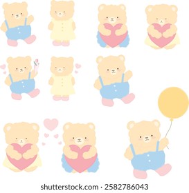 cute Bear,Cute,Teddy,charming bear art.Perfect cute cartoon designs for kids, nature themes, and farm-inspired illustrations. Ideal for your creative projects and more