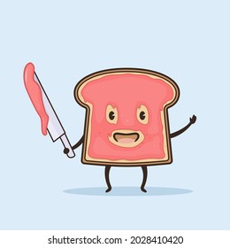 Cute beard with strawberry jam illustration