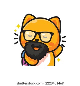 cute bearded cat with backpack