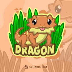 Cute Bearded Dragon Logo Mascot