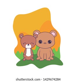 cute bears animals isolated icon