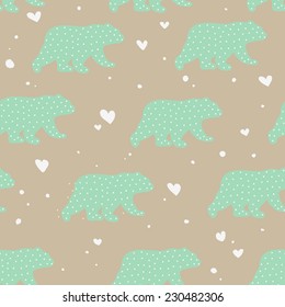 Cute Bears. Cartoon seamless pattern in vector.