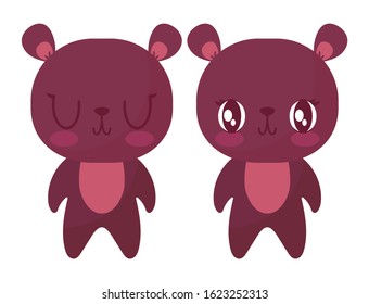 Cute bears cartoons design, Animal zoo life nature character childhood and adorable theme Vector illustration