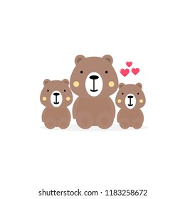 Cute bears characters cartoon family with mom, dad and baby animal