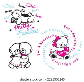 Diseño de la colección Bears Cute, para bebés y niños cortos y camisas.