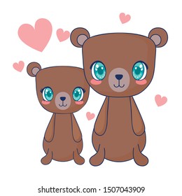 cute bears couple characters vector illustration