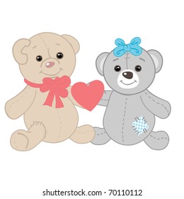 Cute bears couple. Valentines card