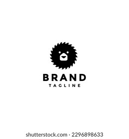 Cute Bears Face Inside the Saw Logo Design. Circle Saw With Bears Face In The Center.
