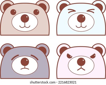 Cute Bears Head Vector Illustrations