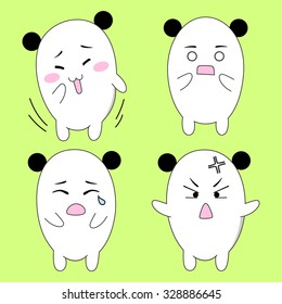 Cute bears in icon set. Vector illustration in the style of anime
