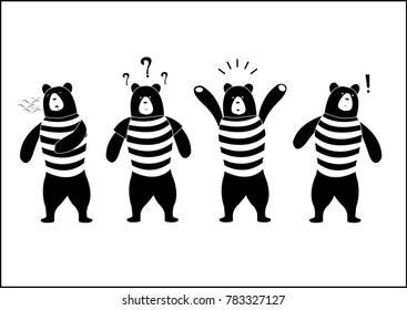 Cute bears. - Illustration
,emotion,Waving, Smiling, Bear, Cartoon,Cute,Scent marks,smell,Question mark