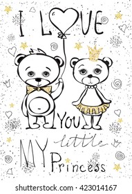 Cute bears in love, greeting card