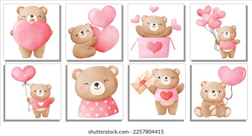 cute bears with love pink cartoon vector illustration design and good for valentine day