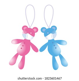 Cute bear's medical mascot with mask
