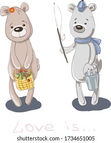Cute bears on a white background.