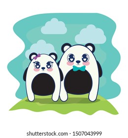 cute bears pandas couple characters