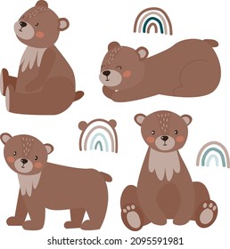 Cute-Bären mit Regenbogen für Scrapbooking, Printing, Decke, Wandkunst, Einladung