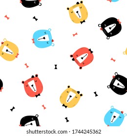 Cute bears seamless pattern vector illustration for t-shirt design. Vector illustration design for fashion fabrics, textile graphics, prints.