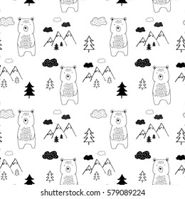 Cute bears seamless pattern vector illustration for t-shirt design.. Vector illustration design for fashion fabrics, textile graphics, prints.