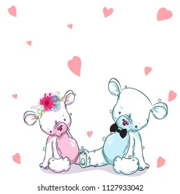 cute bears sitting together