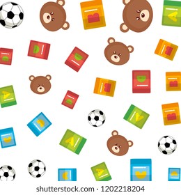 cute bears teddy and blocks pattern