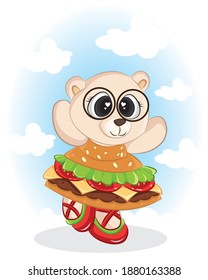 Cute Bears wearing a dress from a hamburger