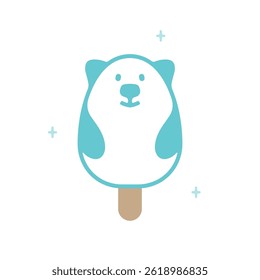 Design de picolé em forma de urso bonito com textura cremosa e cores divertidas para delícias de verão
