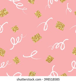Cute beautiful  abstract seamless pattern golden glitter texture. Background, textile, texture, fabric.