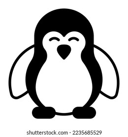 A cute and beautiful aquatic bird, vector icon of penguin