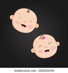 Cute and beautiful baby face cartoon vector