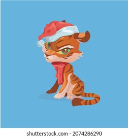 cute beautiful bright illustration tiger new year happy new year year of the tiger 2022 happy new year and christmas symbol