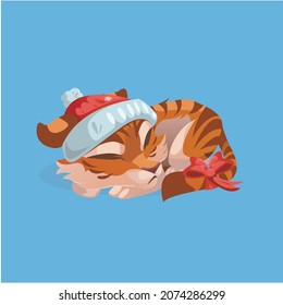 cute beautiful bright illustration tiger new year happy new year year of the tiger 2022 happy new year and christmas symbol