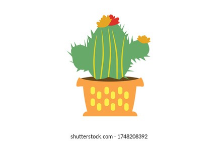 Cuidados y hermosos cactus para la decoración,Concepto de flor vectorial.