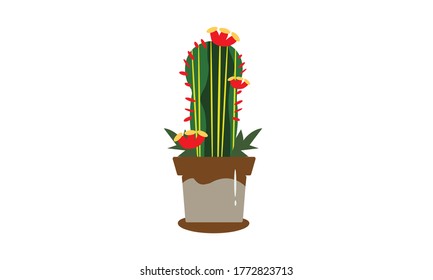 Cuidados y hermosos cactus para la decoración,Concepto de flor vectorial.