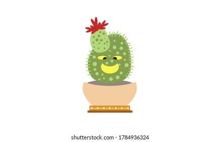 Cuidados y hermosos cactus para la decoración,Concepto de flor vectorial.