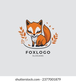 Cute beautiful cartoon fox logo vector isolated white background