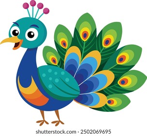 Nette schöne Cartoon Peacock Vektorgrafik Kunst