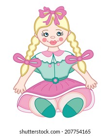 Cute beautiful doll (vector illustration)