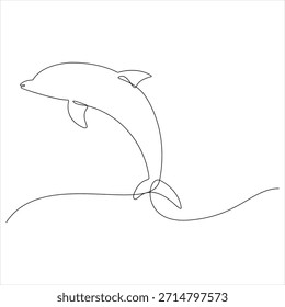 Lindos bonitos golfinho contínuo online desenho vetor ilustração
