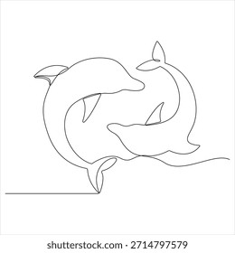 Netter schöner Delfin kontinuierliche Online-Zeichnung Vektorgrafik