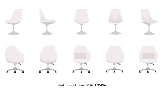 Cute beautiful empty chair set with modern look different design colorful white