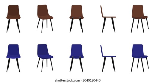 Cute beautiful empty chair set with modern look different design colorful isolated on white background