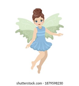 Cute and beautiful fairy with a sparkly wings. Vector illustration.