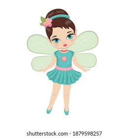 Cute and beautiful fairy with a sparkly wings. Vector illustration.