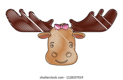 cute beautiful female moose with bow