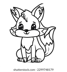 süße schöne Fuchs Farbige Vektorgrafik, Sommerfarbenbuch für Kinder.