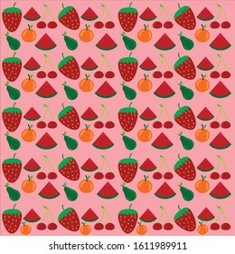 Cute beautiful fruits pattern for background
