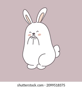 cute beautiful funny cartoon bunny on pink background